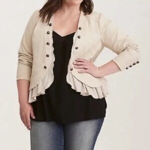 Torrid Cream Ruffle Blazer